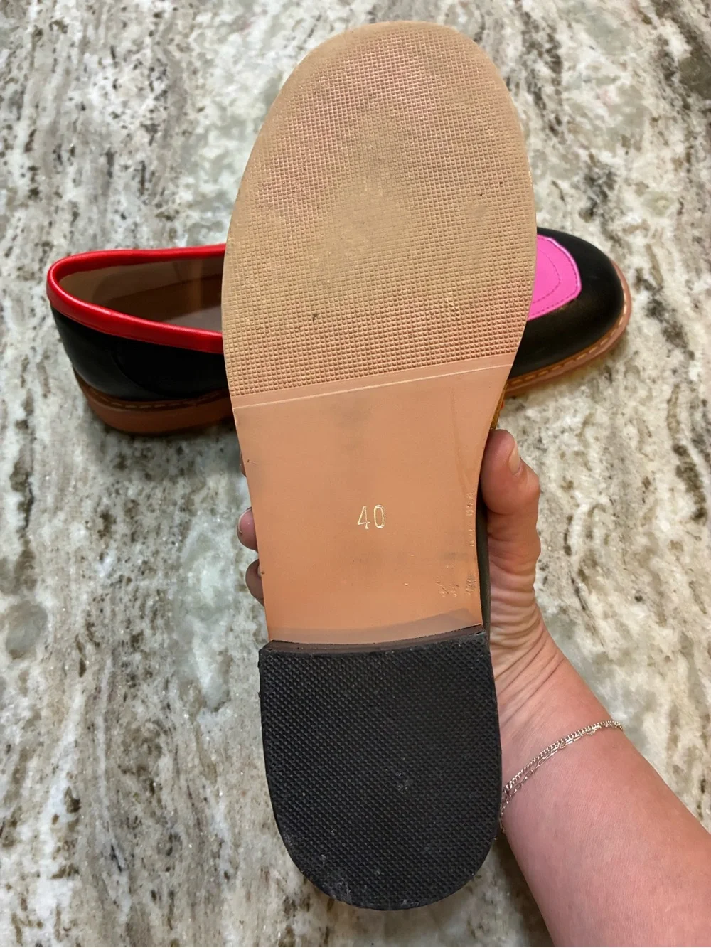 Women's Pink Red and Black Colorblock Loafers - Unbranded Size 9
